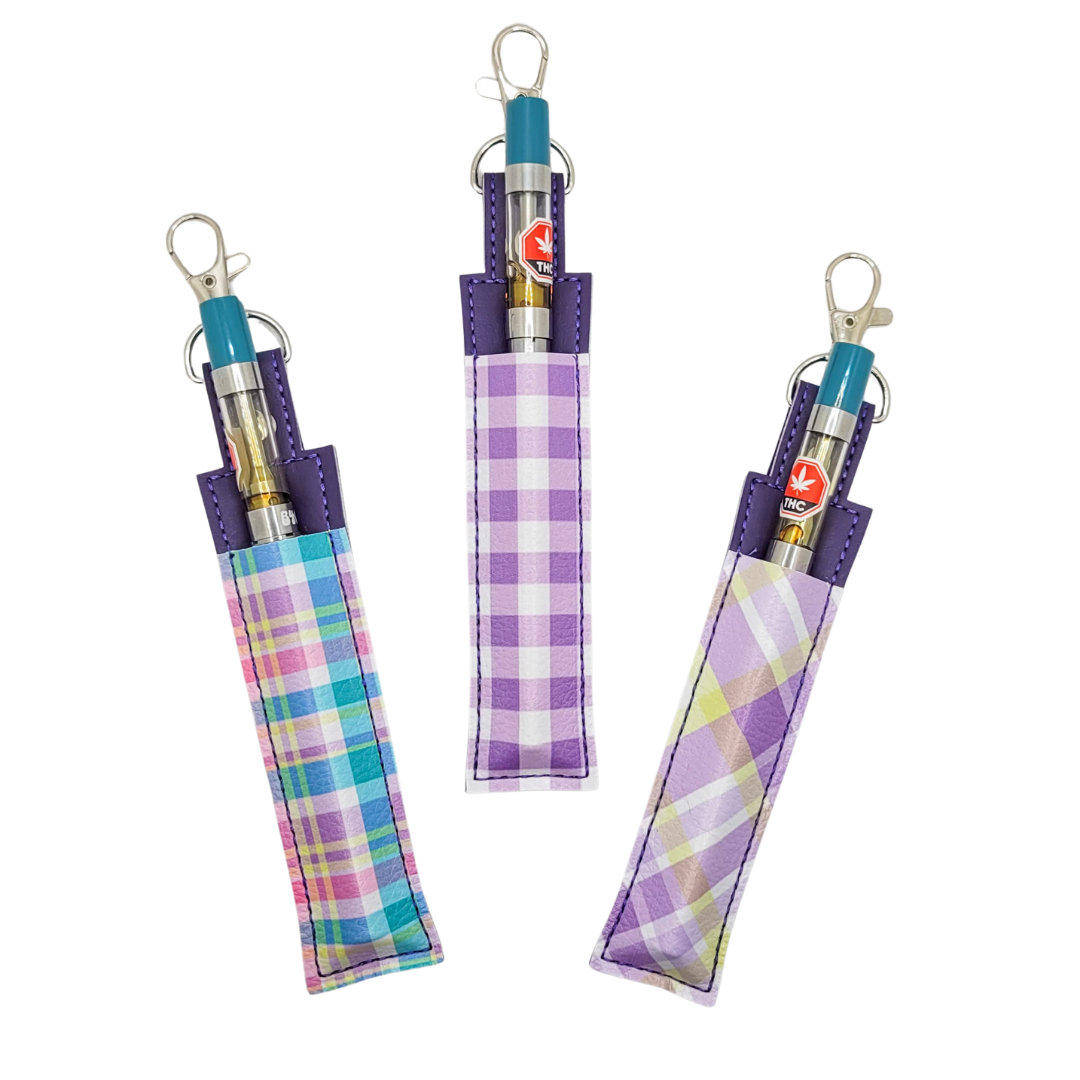 Purple Plaid Vinyl Pen Case