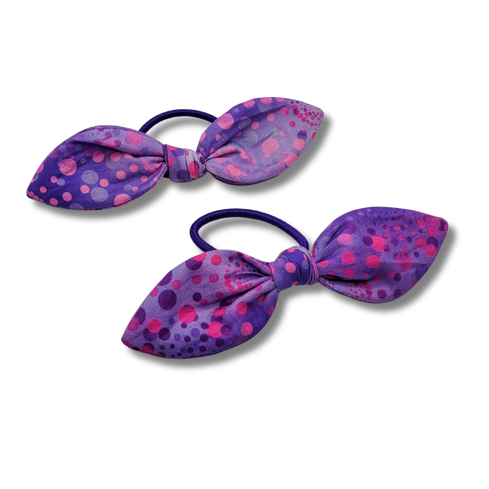 Élastique à cheveux avec nœud à pois violets