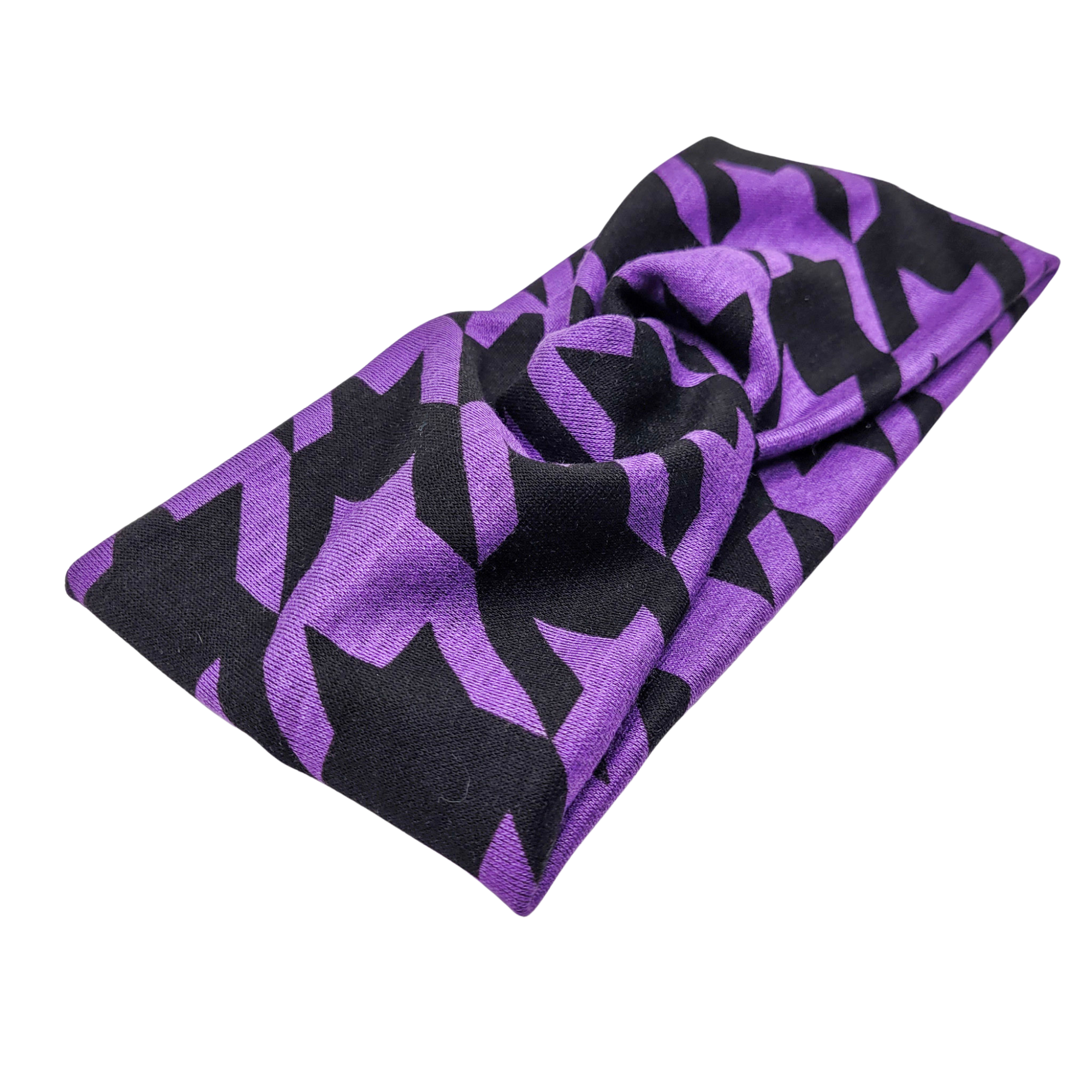 Purple Houndstooth Stretch Knit Headband