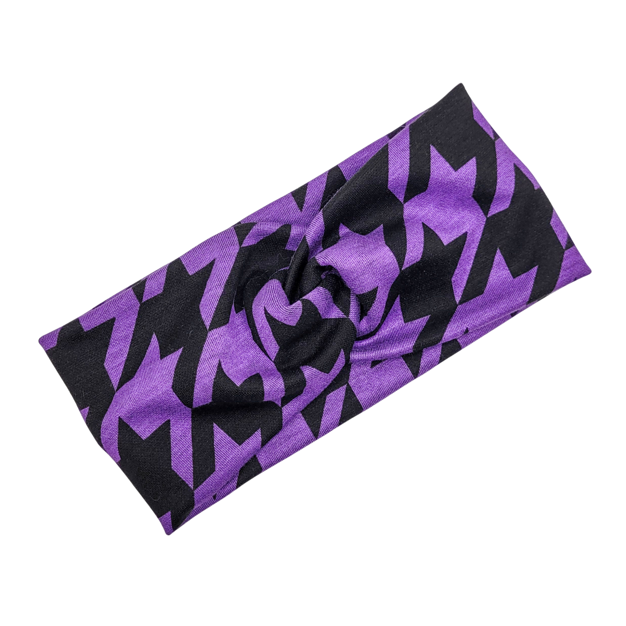 Purple Houndstooth Stretch Knit Headband
