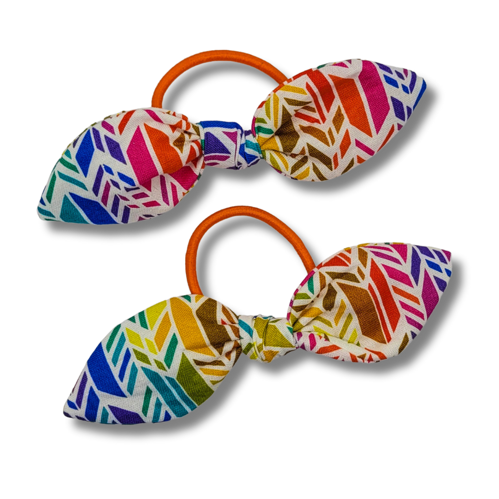 Rainbow Chevrons Knot Bow Hair Elastic