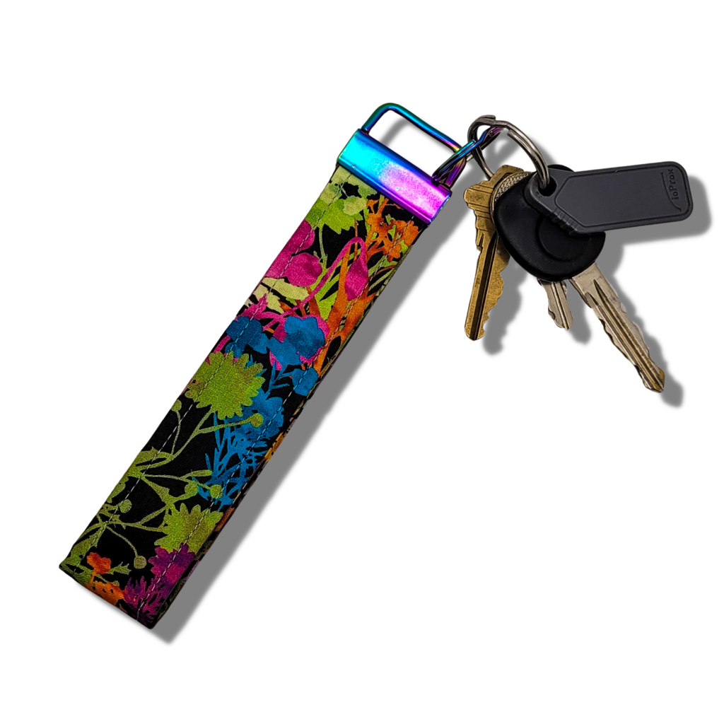 Rainbow Floral Wristlet Key Strap