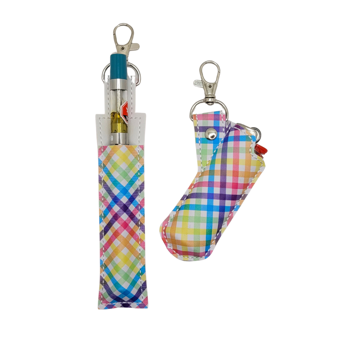 Rainbow Gingham Vinyl Pen Case