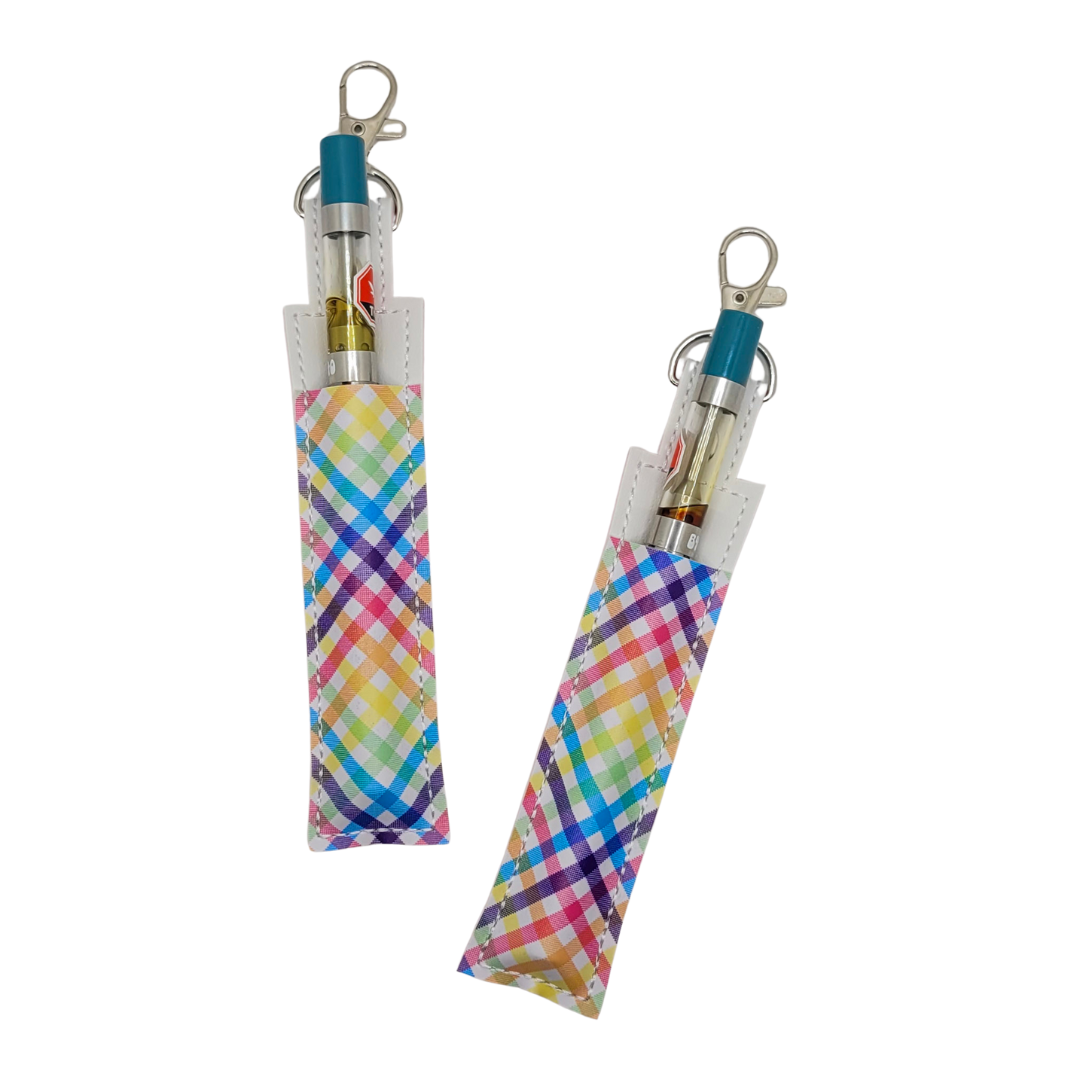 Rainbow Gingham Vinyl Pen Case