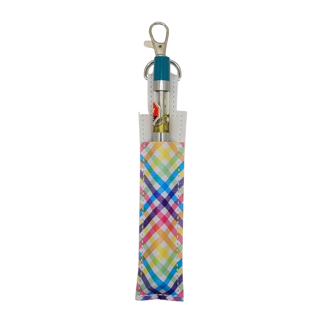 Rainbow Gingham Vinyl Pen Case