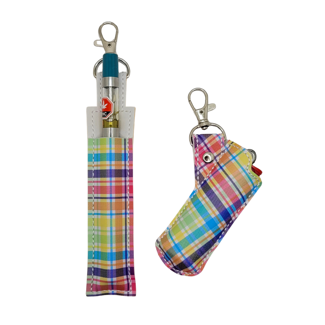 Rainbow Plaid Vinyl Pen Case