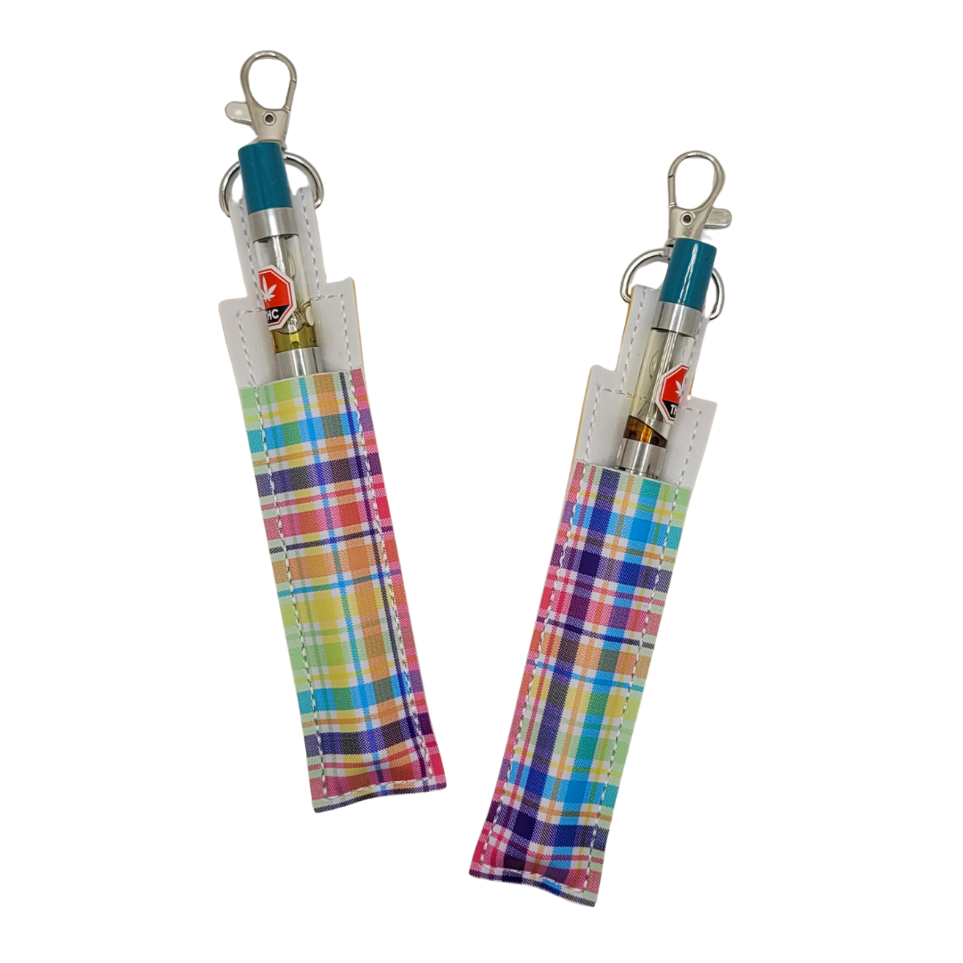 Rainbow Plaid Vinyl Pen Case