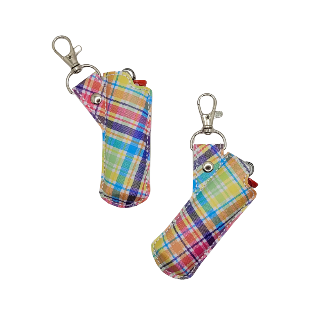 Rainbow Plaid Vinyl Lighter Case