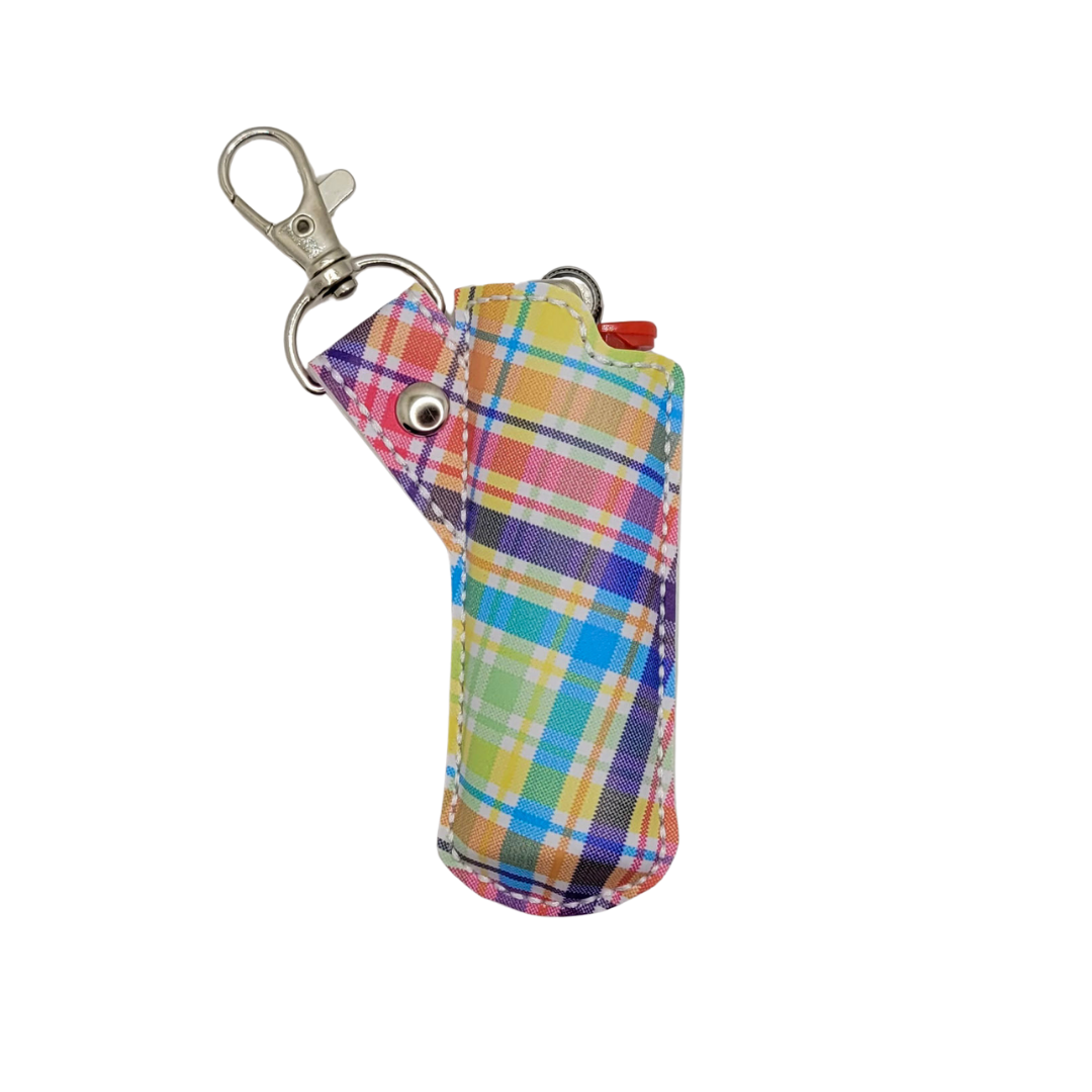 Rainbow Plaid Vinyl Lighter Case