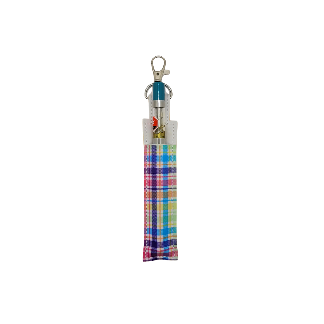 Rainbow Plaid Vinyl Pen Case