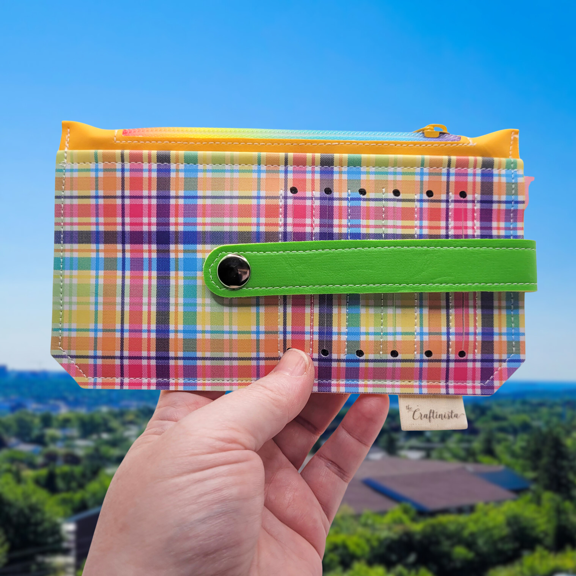 Rainbow Plaid Vinyl Slim Wallet