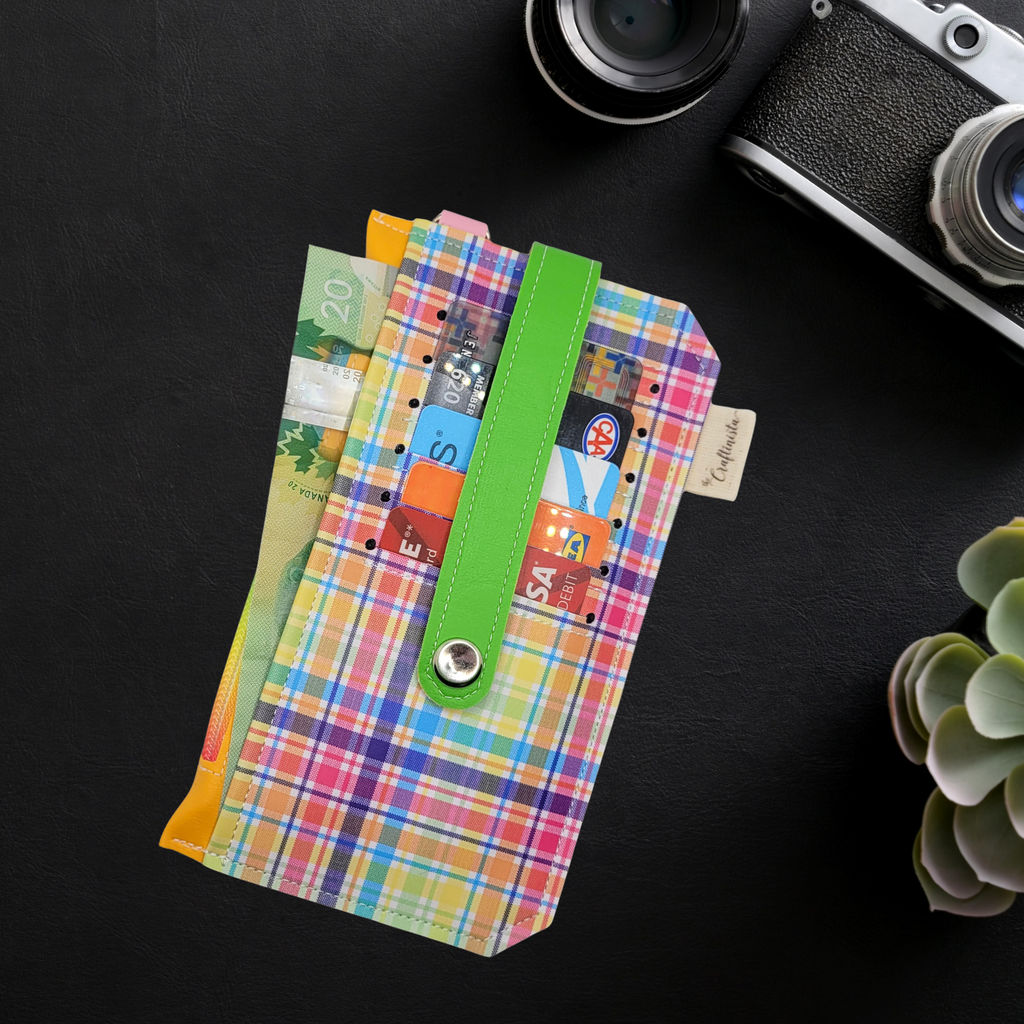 Rainbow Plaid Vinyl Slim Wallet