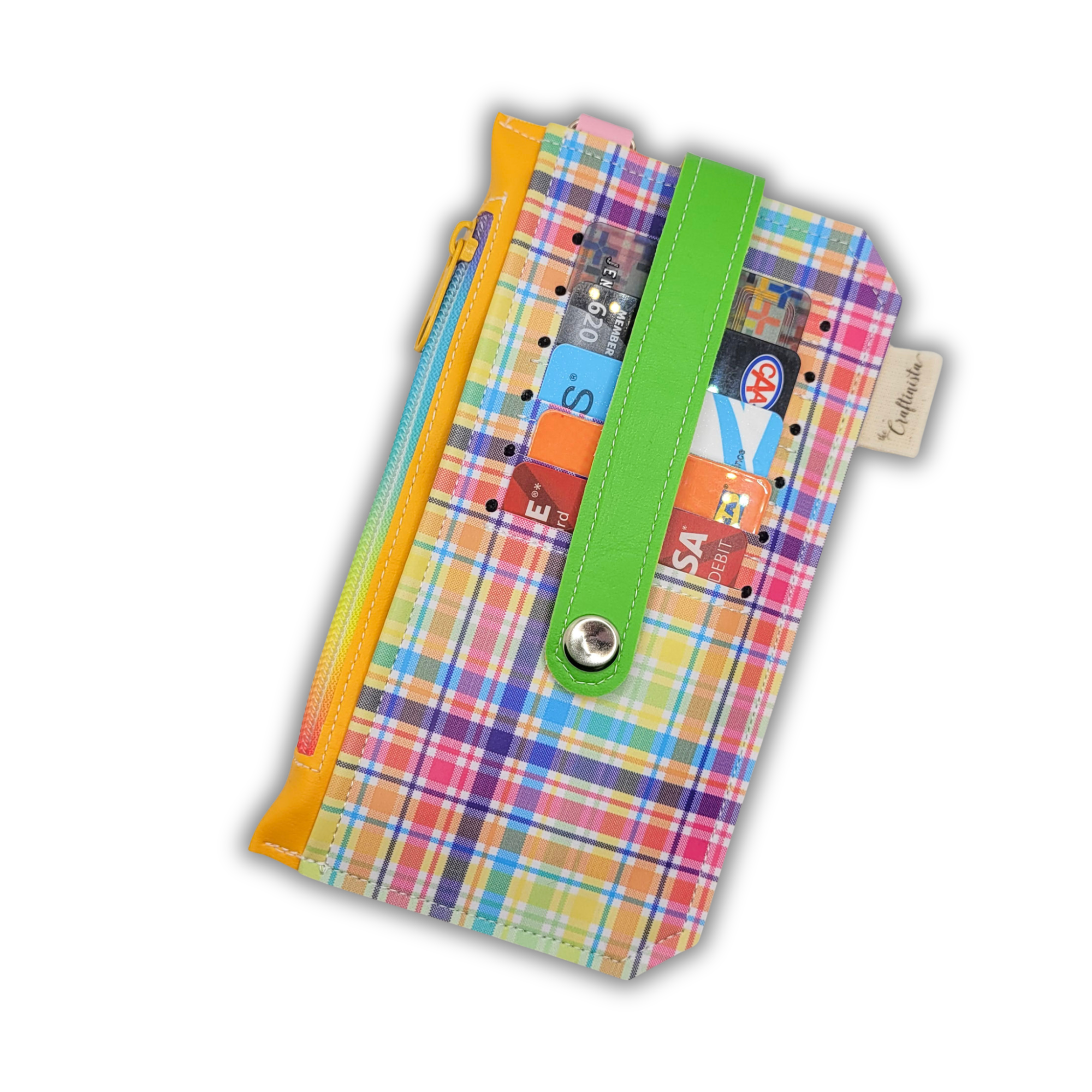 Rainbow Plaid Vinyl Slim Wallet