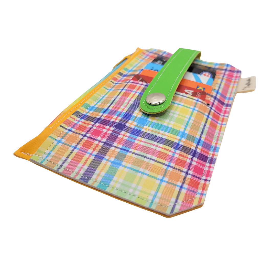 Rainbow Plaid Vinyl Slim Wallet