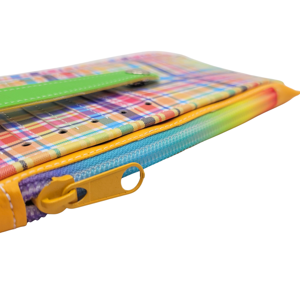 Rainbow Plaid Vinyl Slim Wallet