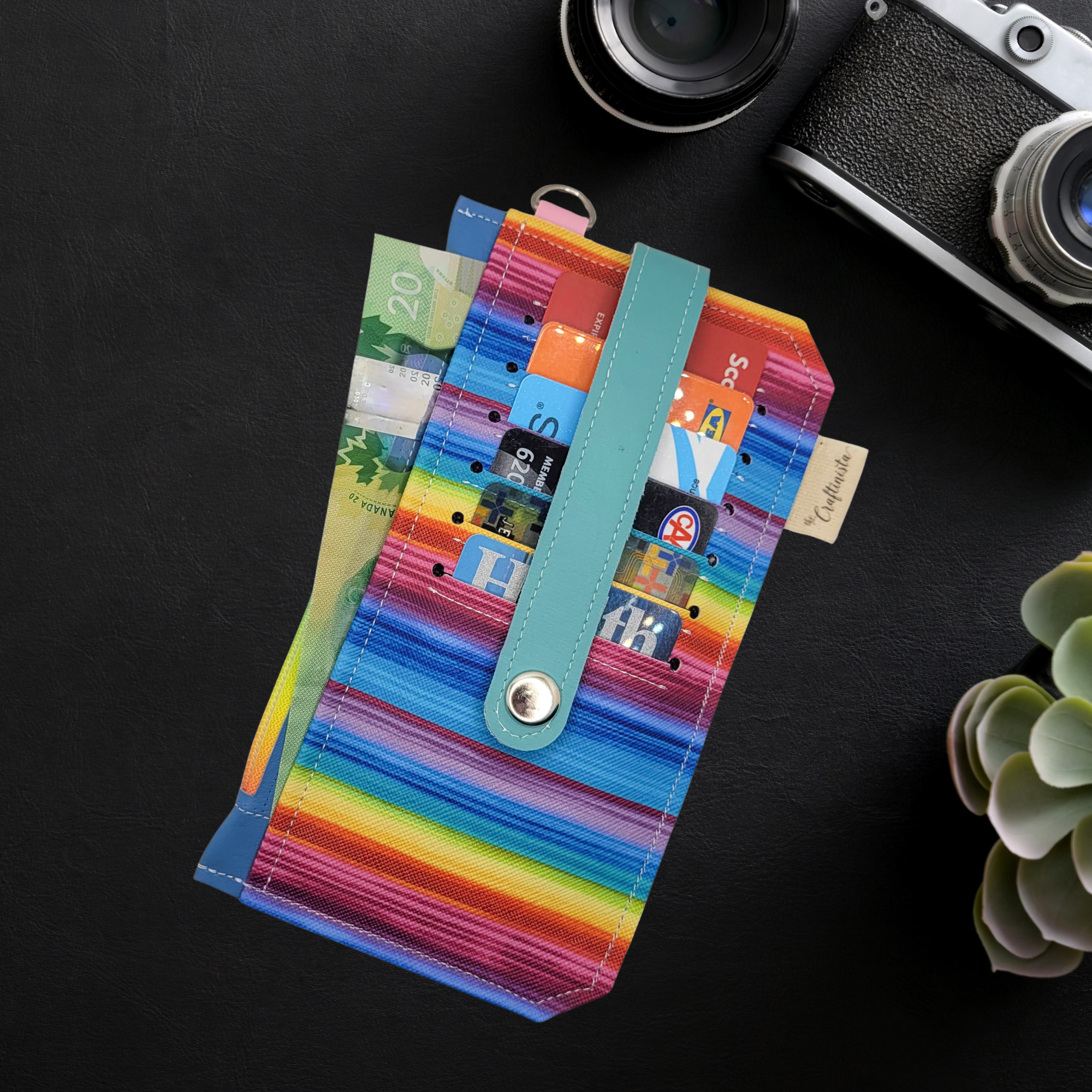 Rainbow Stripes Vinyl Slim Wallet