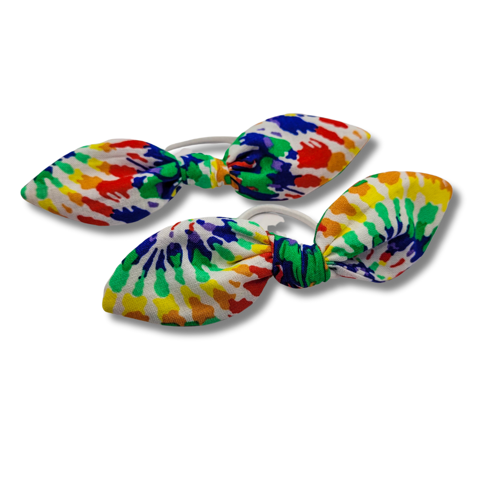 Rainbow Tie-Dye Knot Bow Hair Elastic