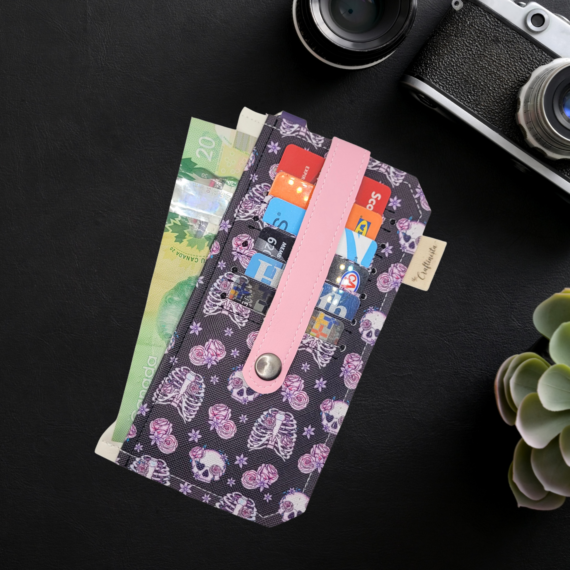 Roses & Skeletons Vinyl Slim Wallet
