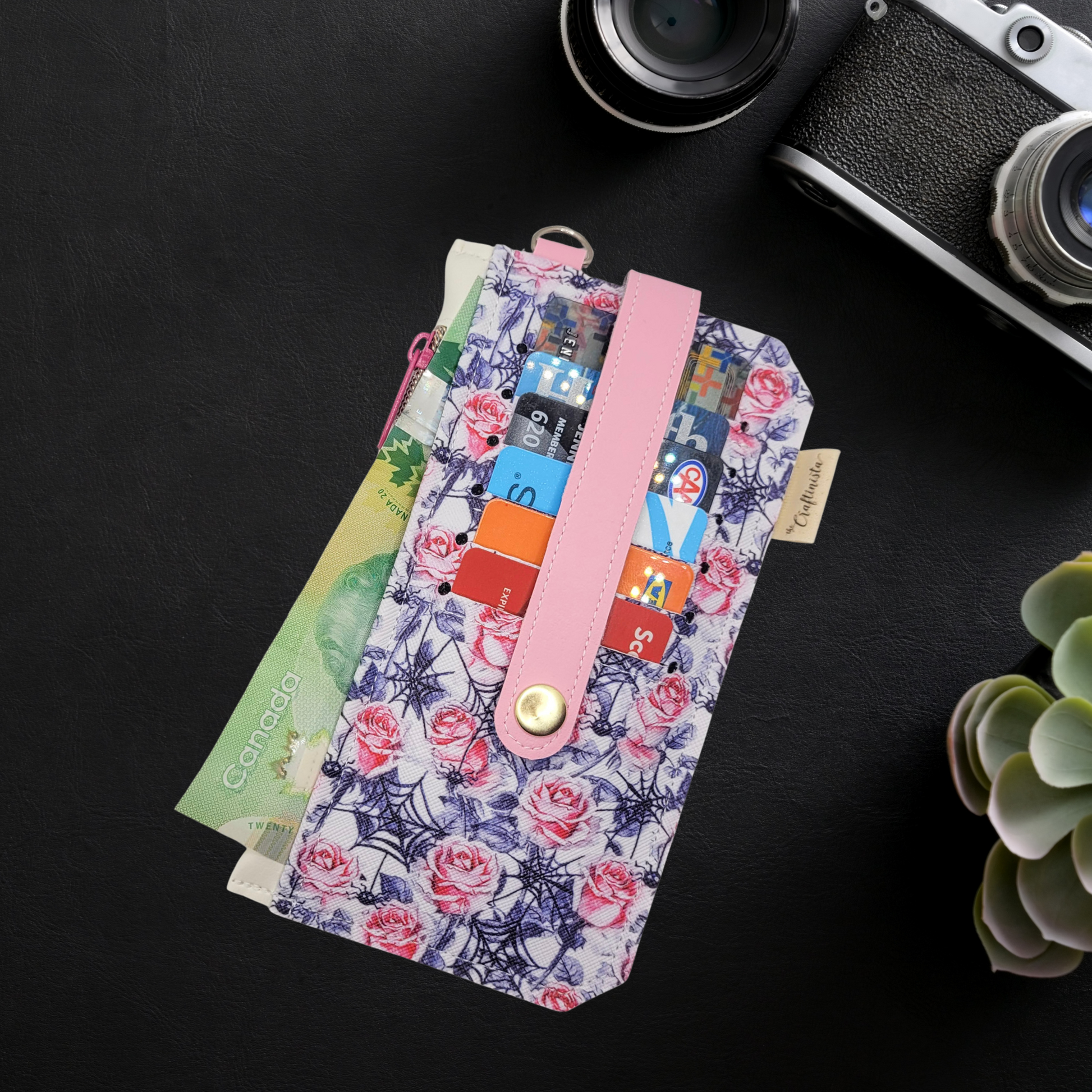Roses & Spiderwebs Vinyl Slim Wallet