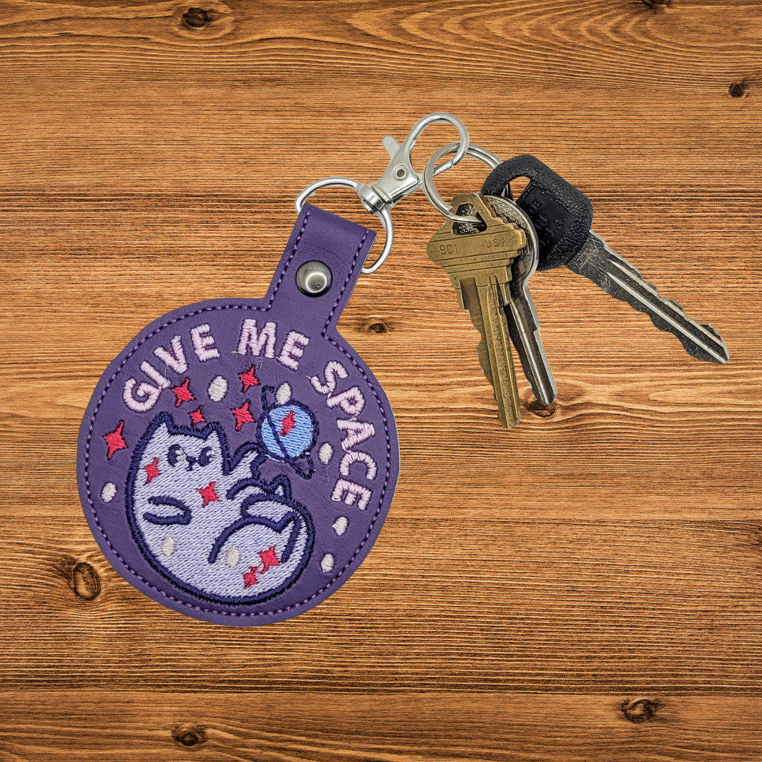 Give Me Space Embroidered Vinyl Keychain