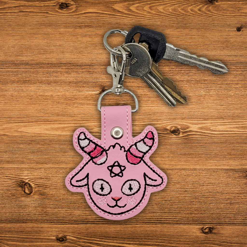Chibi Baphomet Vinyl Embroidered Keychain