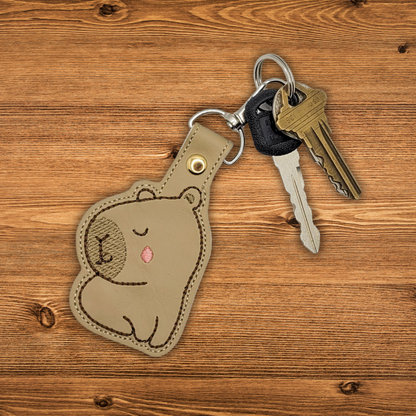 Capybara Embroidered Vinyl Keychain