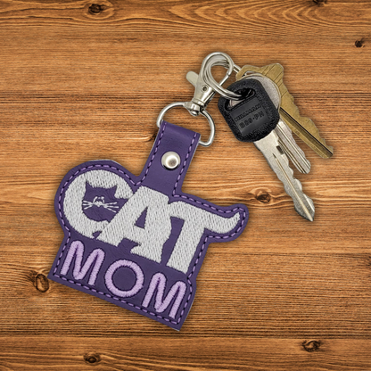 Cat Mom Vinyl Embroidered Keychain