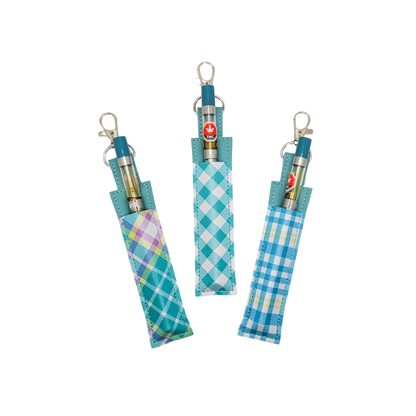 Teal Plaid Vinyl Pen Case