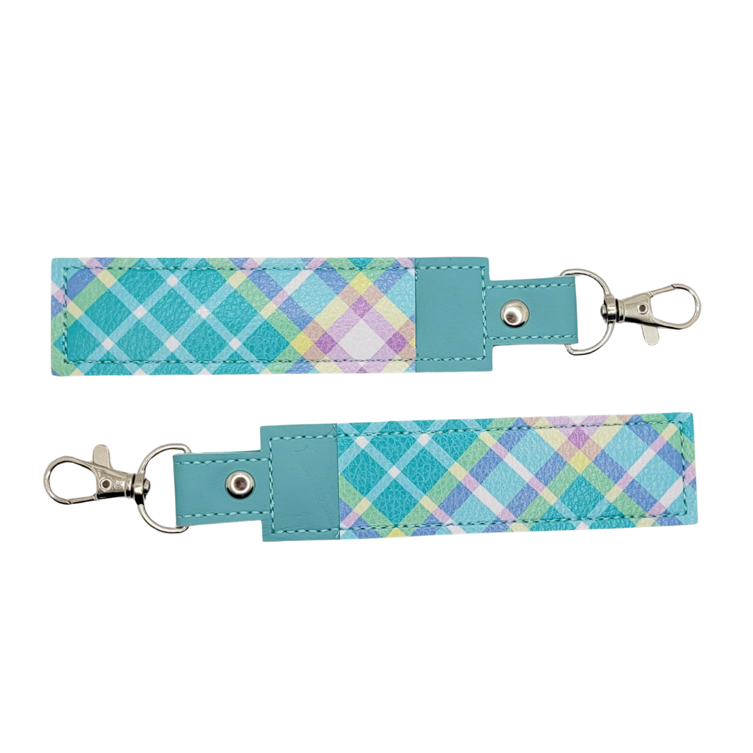 Teal Plaid Vinyl Pen Case