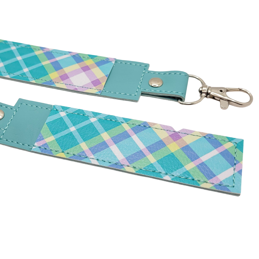 Teal Plaid Vinyl Pen Case