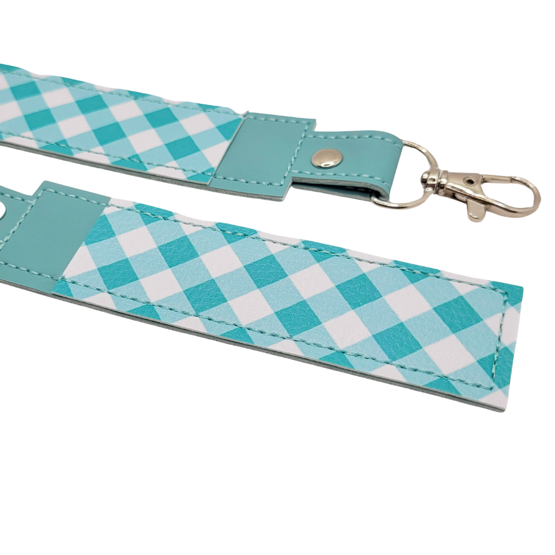 Teal Plaid Vinyl Pen Case