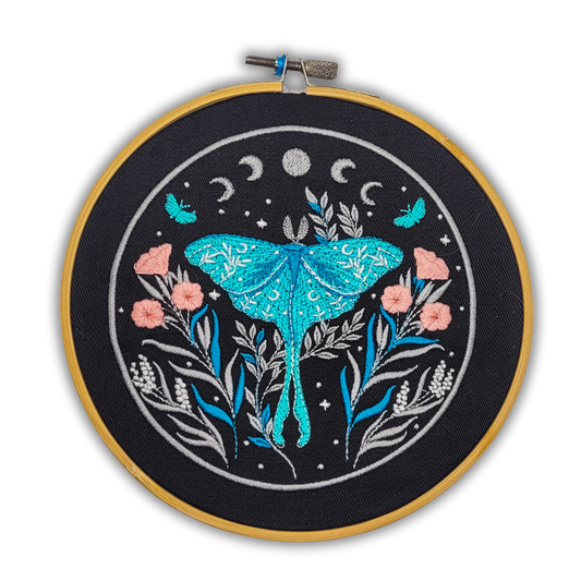 Luna Moth Embroidered Wall Hanging