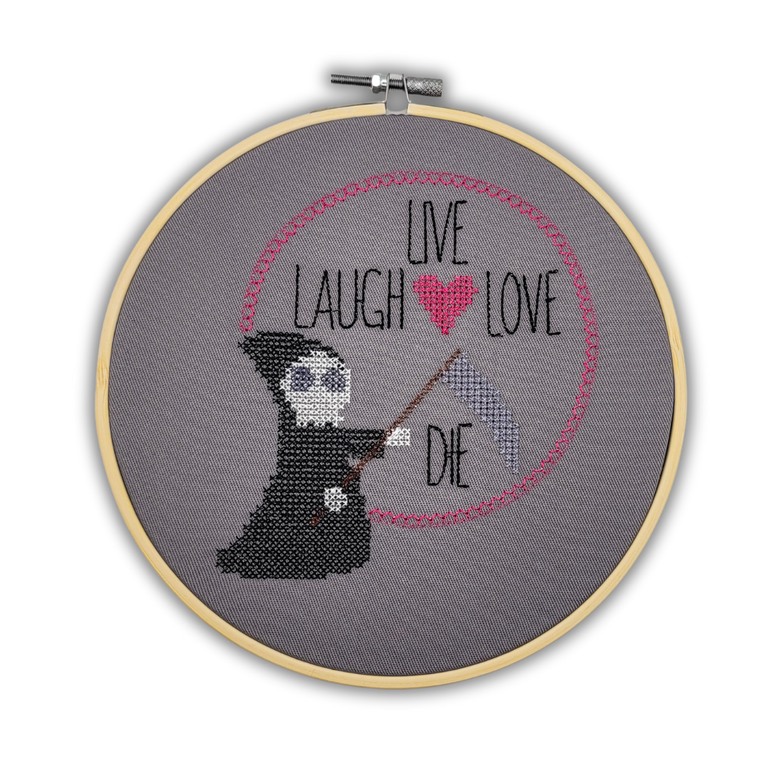 Live Laugh Love Die Embroidered Wall Hanging - 8" Hoop