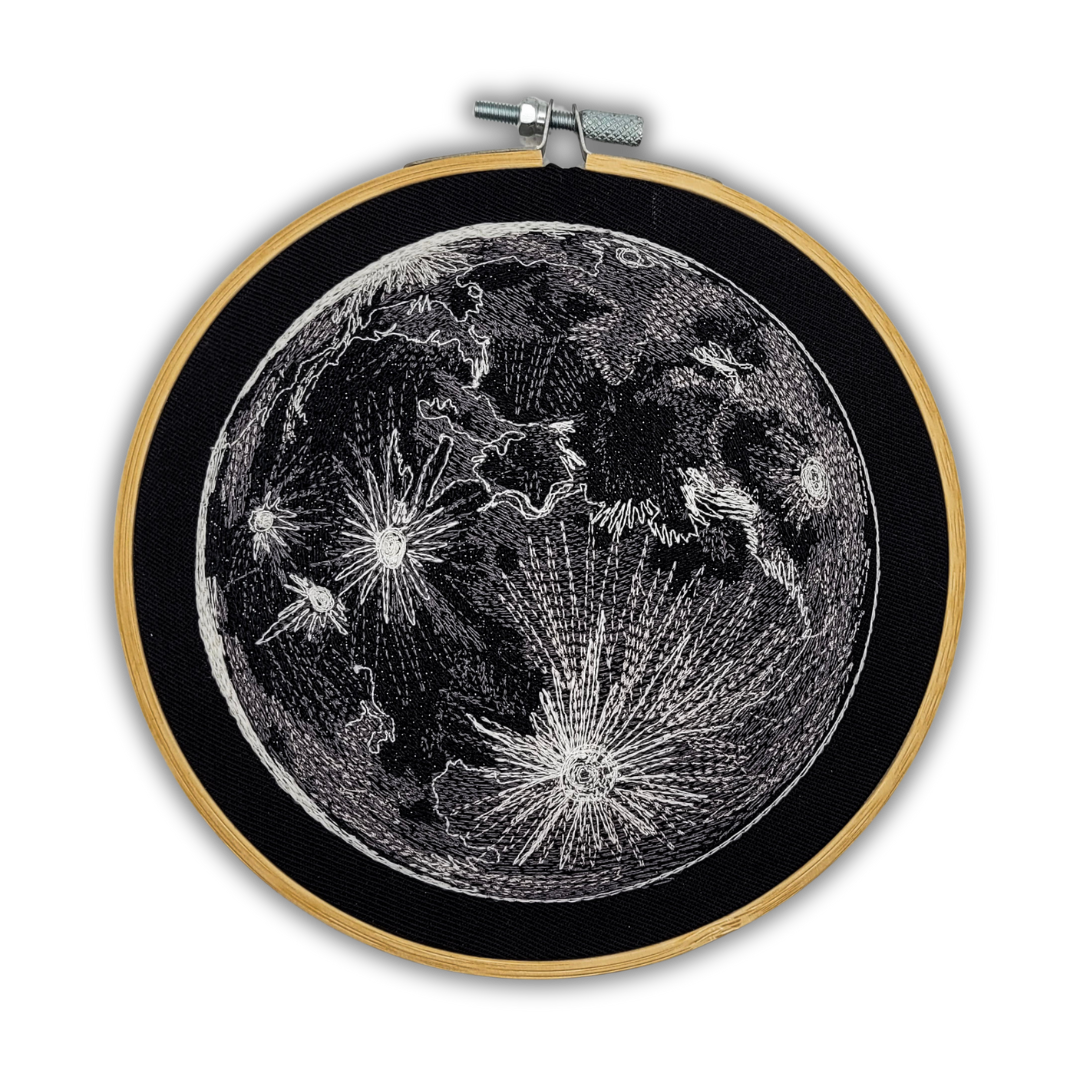 The Moon Embroidered Wall Hanging - 6" Hoop