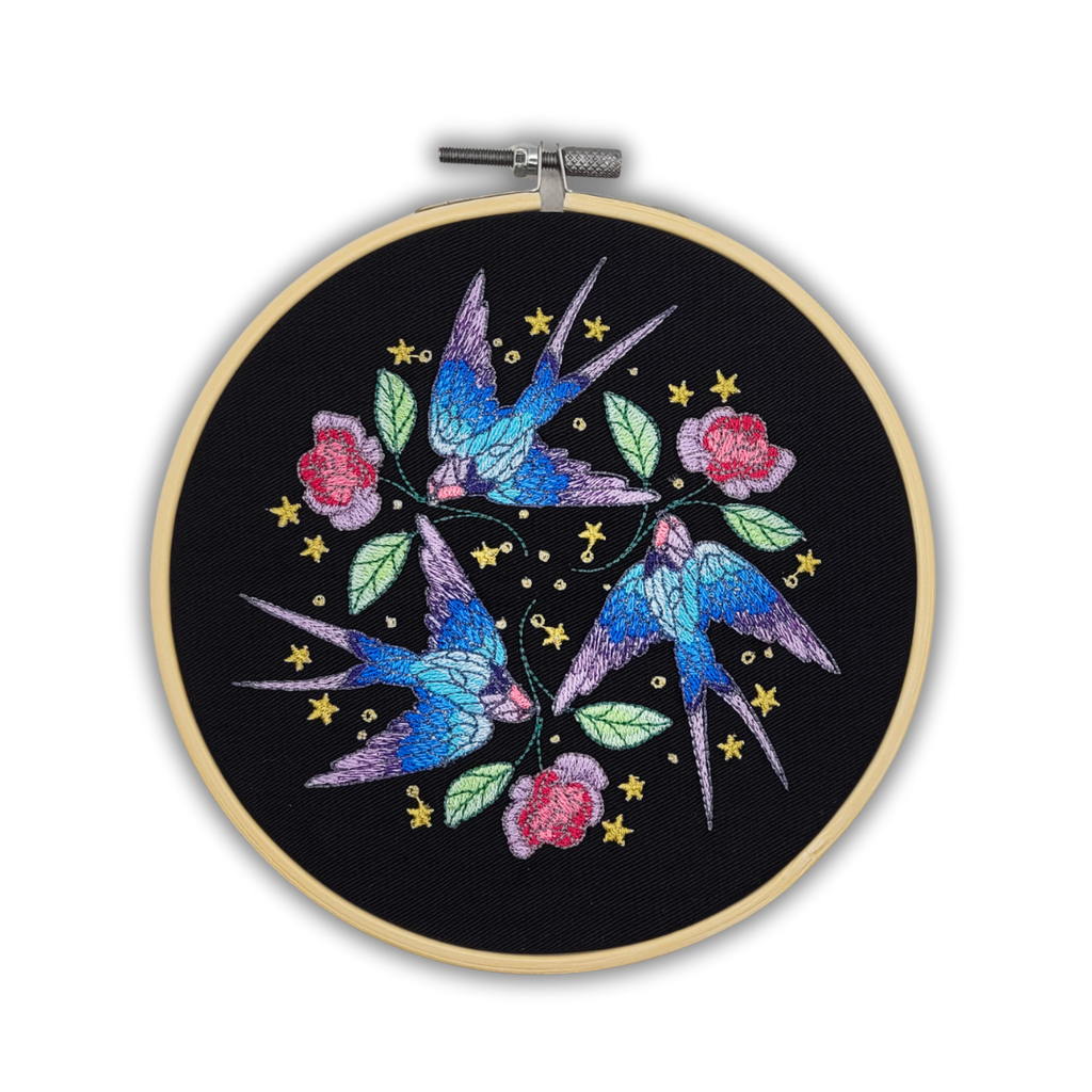 Sailor's Delight Swallows Embroidered Wall Hanging - 6" Hoop