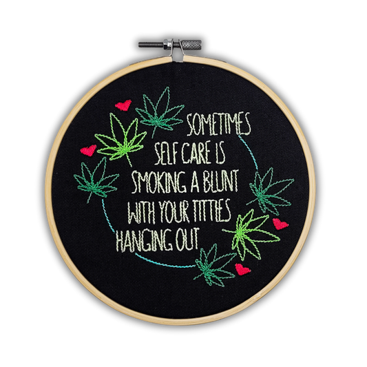 Self-Care Blunt Embroidered Wall Hanging - 6" Hoop