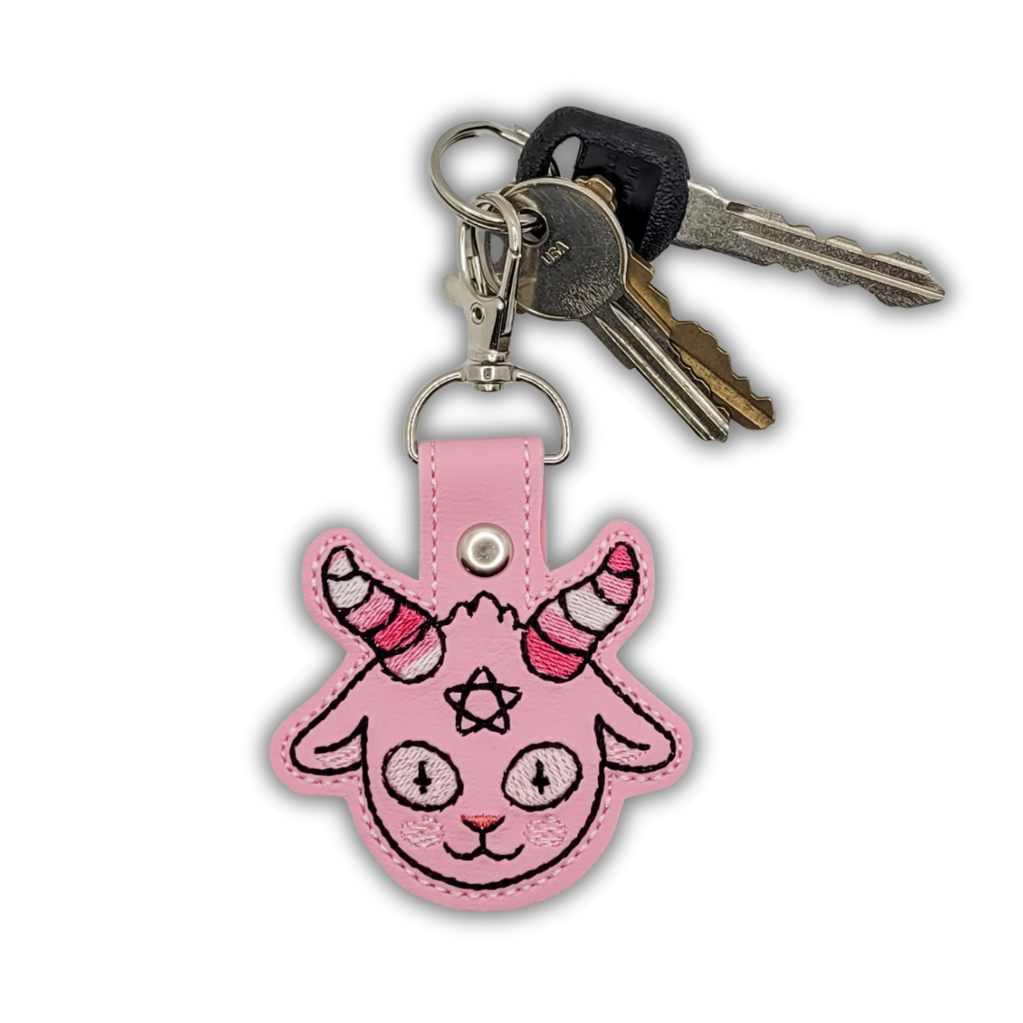 Chibi Baphomet Vinyl Embroidered Keychain