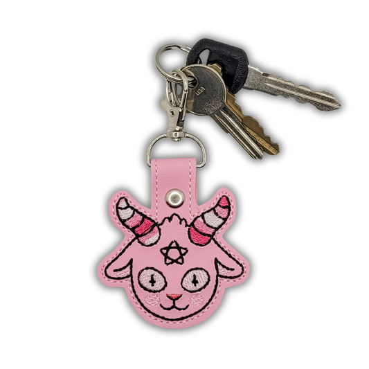 Chibi Baphomet Vinyl Embroidered Keychain