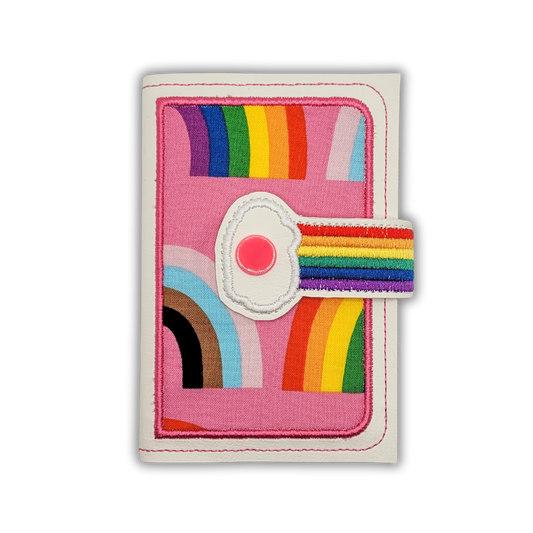 Pink Rainbow Embroidered Mini Composition Notebook Cover