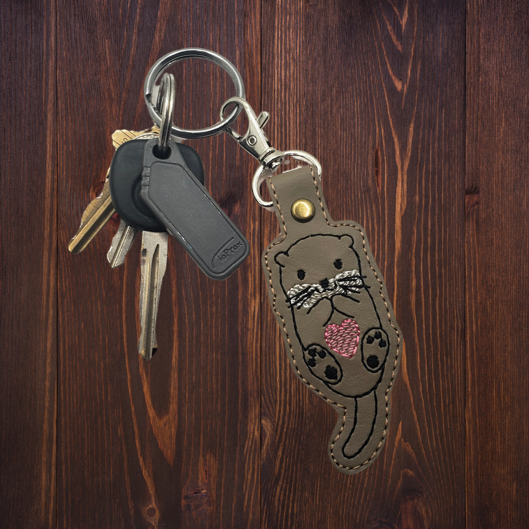 Otter Embroidered Vinyl Keychain