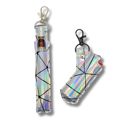 Silver Holographic Vape & Lighter Case Set