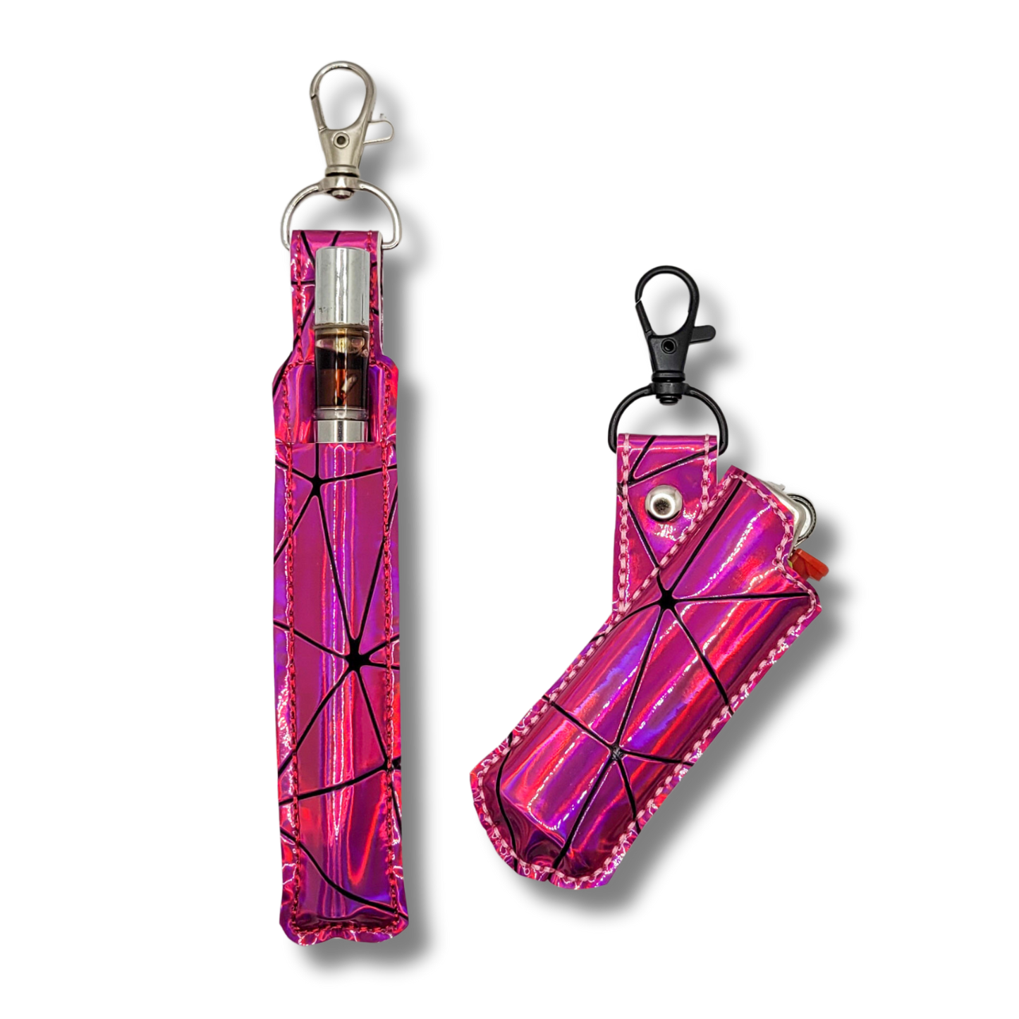 Pink Holographic Vape & Lighter Case Set