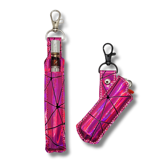 Pink Holographic Vape & Lighter Case Set