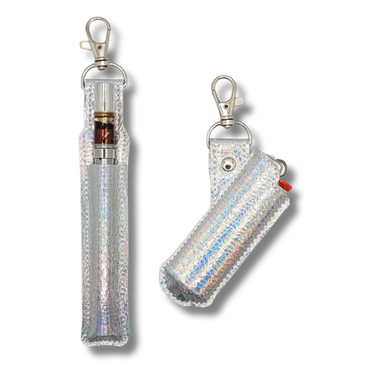 Silver Stone Holographic Vape & Lighter Case Set