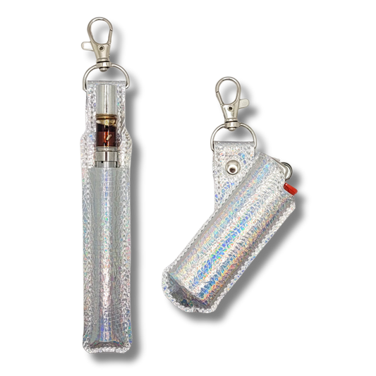 Silver Stone Holographic Vape & Lighter Case Set