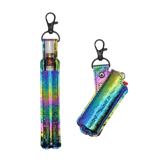 Metallic Rainbow Blocks Stash Vape & Lighter Case Set