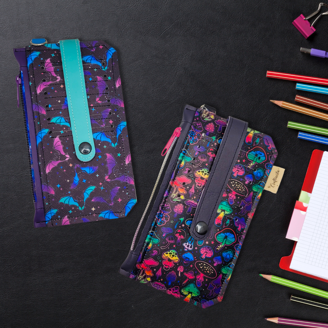 Neon Mushrooms Vinyl Slim Wallet