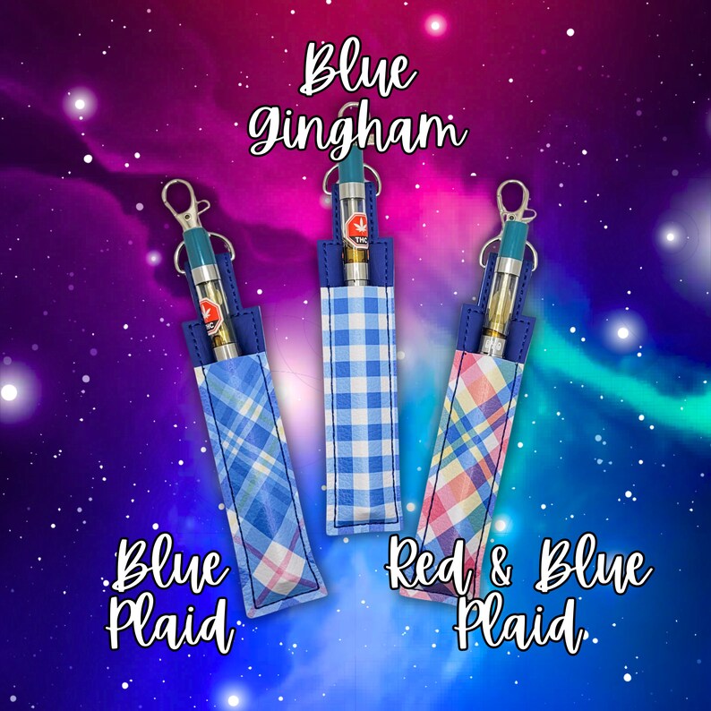 Blue Plaid Vinyl Pen Case