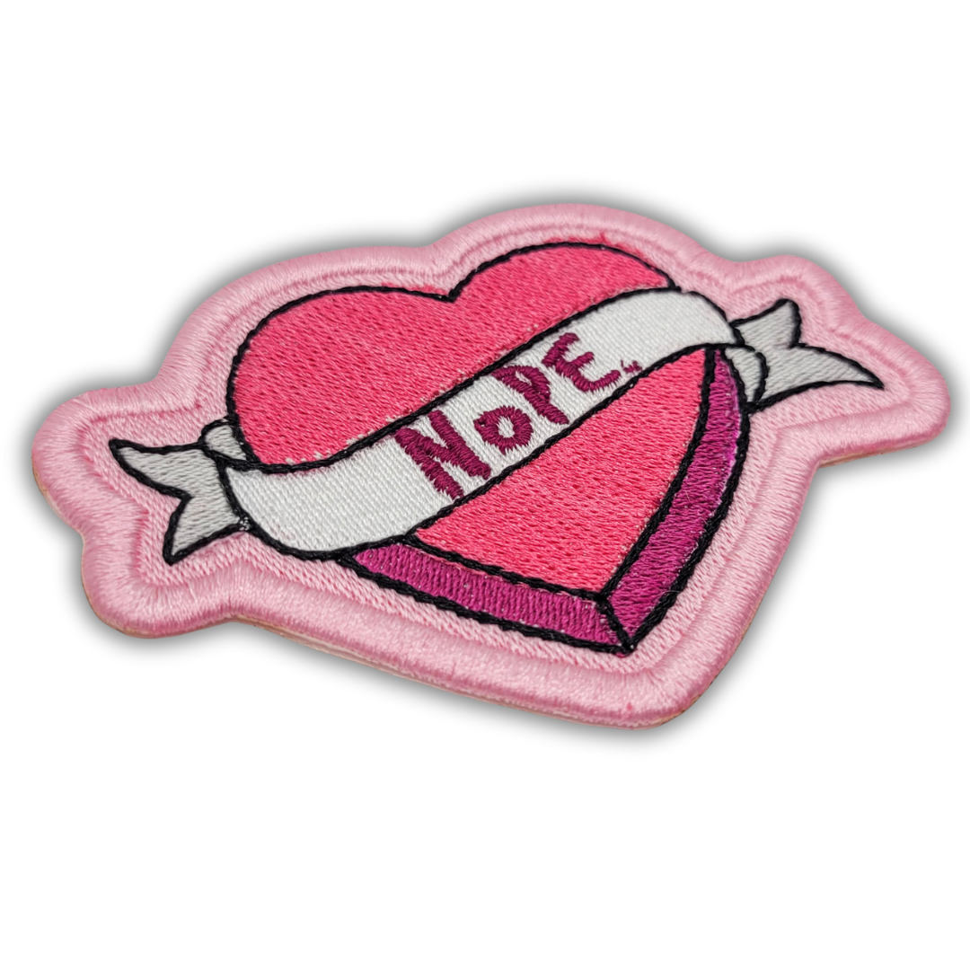 Nope Heart Embroidered Patch