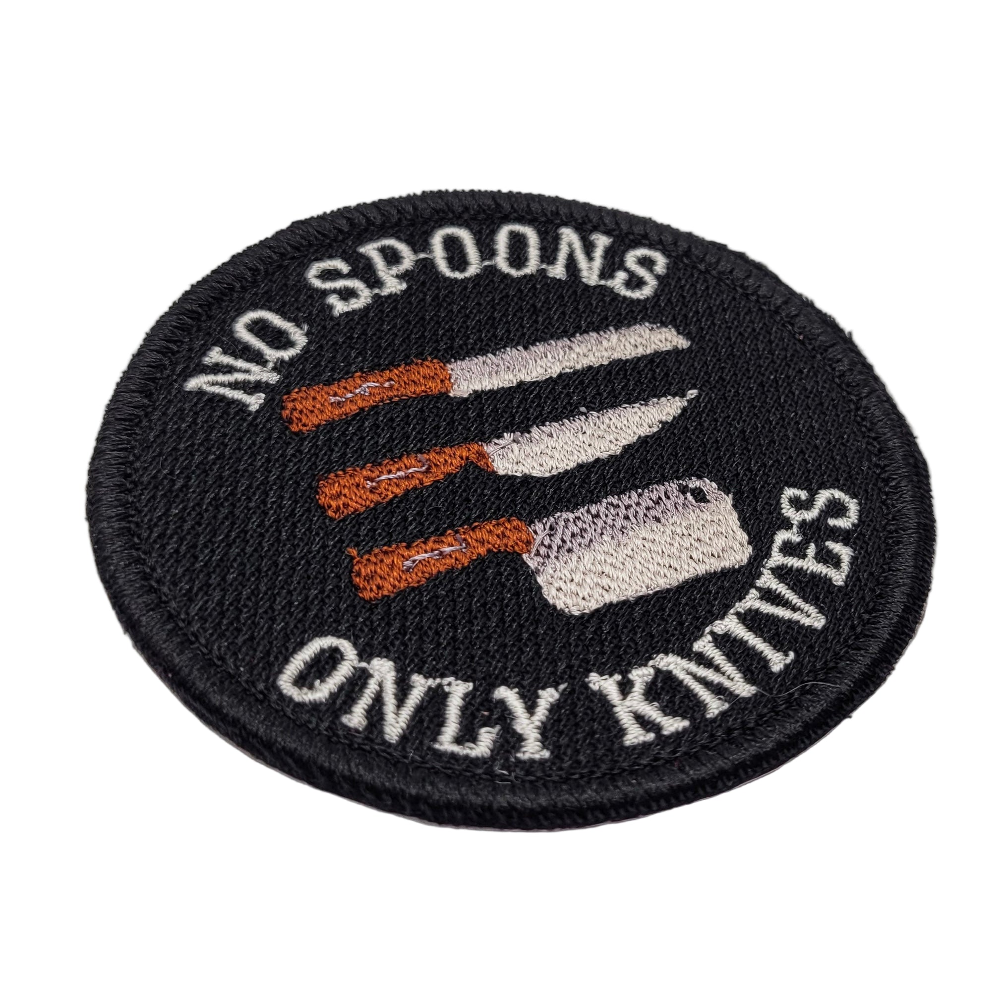 Patch brodé « Pas de cuillères, seulement des couteaux »